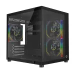 Rampage LUMID kompiuterio korpusas M-ATX su 3x ARGB ventiliatoriais, juodas