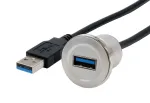 EXSYS EX-49186 USB 3.2 Gen 1 panelinis adapteris, USB-A moteri&scaron;kas į vyri&scaron;ką, 30 cm, metalinis