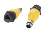 EXSYS EX-49524 pramoninis M12 D-Code 4 kontaktų vyri&scaron;kas į RJ45 moteri&scaron;ką adapteris, IP67, Fast Ethernet