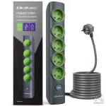 Qoltec elektros ilgintuvas su ap&scaron;viestu jungikliu, 5 įžeminti lizdai, 1,8 m
