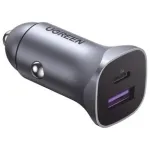 Ugreen 40858 automobilinis USB-C greitasis įkroviklis 30 W, aliuminio korpusas