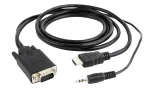 Gembird HDMI į VGA ir garso adapterio laidas, vienas prievadas, 3 m, juodas