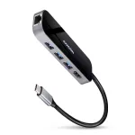 Axagon HMC-6GL USB 3.2 Gen 1 centrinis įrenginys, 3x USB-A, HDMI 4k/30Hz, RJ-45, PD 100W, 20 cm USB-C kabelis