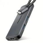 USB-C 5Gbps &scaron;akotuvas Axagon HMC-5H8K 2x USB-A, USB-C, HDMI 8k/30Hz, PD 100W, kabelis USB-C, pilkas
