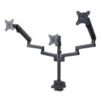 StarTech.com Trijų monitorių stalo laikiklis iki 27 colių ekranams, VESA 75x75/100x100, beįrankis reguliavimas, C spaustuvas / grometinis tvirtinimas, spyruoklinės rankos