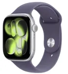 Apple Watch Series 11 GPS + Cellular 42mm sidabrinis aliuminio korpusas su Purple Fog Sport apyranke - M/L