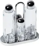 Alessi 5070 aliejaus ir acto dozatorius, padažų ir prieskonių rinkinys, stiklas, nerūdijantis plienas, skaidrus