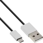 InLine Micro-USB 2.0 laidas, USB A / Micro B M/M, juodas/aliuminis, lankstus, 5 m
