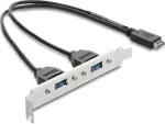 DELOCK USB Type-E Key A ST į 2&times; USB-A 5Gbps adapteris su laikikliu (67345)