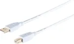 USB 2.0 A&ndash;B laidas ShiverPeaks 1,0 m, High Speed, auksuoti kontaktai, baltas