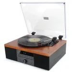 Patefonas AKAI ATT-14BT su Bluetooth, diržine pavara, įmontuotu fono prie&scaron;stiprintuvu, USB i&scaron;vestimi