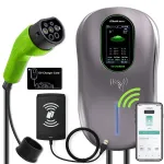 QOLTEC Wallbox EV įkrovimo stotelė Type 2 22 kW LCD 2 RFID kortelės 3 fazės 5 m kabelis vie&scaron;bučio sistema