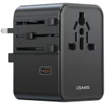 USAMS Travel Adapter CC310 70W 3xUSB-C US/AU/EU/UK Black