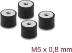 Delock Vibration Damper M5 x 0,8 mm D 20 x H 15 mm with 2 x Internal Thread 4 Pieces Black