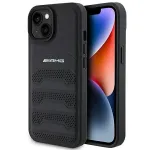 AMG AMHCP15MGSEBK Hardcase Leather Debossed Lines Case, skirta iPhone 15 Plus / 14 Plus 6,7 inch juoda