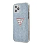 &bdquo;Guess&ldquo; iPhone 12/12 Pro PC/TPU Denim Triangle Cover &scaron;viesiai mėlyna