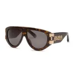 Philipp Plein SPP127V600722 Vyri&scaron;ki Akiniai nuo Saulės, Blizgantis Juodas Rėmelis, Rūkyti Stiklai, 60/13/145 mm