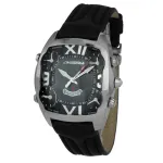 CHRONOTECH MAN CT7677M-02 analoginis kvarcinis laikrodis 45 mm juodas ciferblatas odinė apyrankė