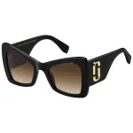 THE MARC JACOBS MARC761S807 Moteri&scaron;ki katinėlio formos akiniai nuo saulės, juodas acetatas, pilki gradientiniai lę&scaron;iai, 52 mm