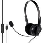 MOZOS MTX1091ECO Wired On-Ear Headset with Microphone USB-A