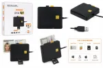 iLike 4-in-1 USB Smart Card Reader su SIM, SD ir Micro SD palaikymu, CAC skaitytuvas ID kortelėms, banko kortelėms, eID ir atminties kortelėms, juoda
