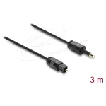 Delock TOSLINK laidas Mini TOSLINK 3,5 mm ki&scaron;tukas &ndash; TOSLINK ki&scaron;tukas, &Oslash; 2,2 mm, 3 m, juodas