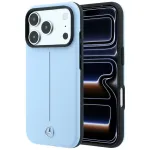 Mercedes Leather Semi Wrap Iconic Line MagSafe dėklas, skirtas iPhone 18 Pro Max / 17 Pro Max - mėlynas