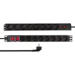 LogiLink PDU1601 19 colių 1U stelažinis maitinimo skirstytuvas, 16 Schuko lizdų, apsauga nuo vir&scaron;įtampių, 16A, 2m laidas, juodos spalvos