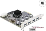 Delock PCI Express x4 kortelė su 4 x USB 10 Gbps USB Type-A dviejų kanalų