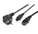 Exertis Connect 808411 maitinimo splitterio kabelis - CEE 7/7 ki&scaron;tukas į IEC C5 ir C13 lizdus, 10A 250V, 1,2 m pagrindinis / 0,6 m at&scaron;akos, juodas