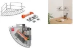 Metaltex Reflex LUXY & VacuumFix kampinė lentyna, sidabrinė, 1 lentynėlė, montavimas be gręžimo 403330000