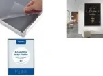 EUROPEL Economy A3 sidabrinis eloksaluoto aliuminio rėmelis su atsegimo mechanizmu, 25 mm profilis, anti-refleksinis PVC, sieninis tvirtinimas 355093