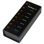 StarTech.com 7 prievadų USB 3.0 &scaron;akotuvas &ndash; metalinis korpusas, montuojamas ant stalo ar sienos