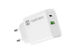 Patalpų kintamosios srovės greitasis įkroviklis NATEC RIBERA 12V 20W USB-C PD 3.0 + USB-A Samsung AFC Baltas