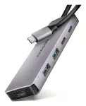 USB-C 5Gbps 5-u jungčių centras Axagon HMC-5H60: 2x USB-A, 1x USB-C, HDMI 4K/60Hz, PD 100W, USB-C laidas