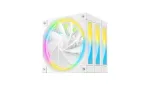 DeepCool FL12R WH 3-in-1 Reverse 120 mm ventiliatoriai korpusui, 3 vnt., 500-2150 aps./min., 93,45 m&sup3;/h, skysčio dinaminis guolis, 4 kontaktų PWM, 33,9 dB, balti
