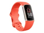 FITBIT Charge 6 &ndash; kūno rengybos sekimo apyrankė su NFC, apyrankė &ndash; koralinė, korpusas &ndash; &scaron;ampano auksinis aliuminis