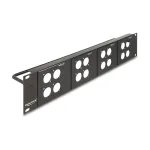 Delock 88195 D-Type 19" komutacinė panelė su 4 plok&scaron;tėmis 86 x 86 mm, 4 prievadai, 2U, juoda