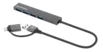 Manhattan USB-C & USB-A Combo Dock/Hub, 4x USB-A, 5 Gbps, USB maitinamas, 25 cm kabelis