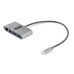 StarTech.com 3 prievadų USB-C centras su Ethernet - 3x USB-A - Gigabit Ethernet - USB 3.0 5Gbps - maitinamas per USB - 30 cm USB-C laidas - ne&scaron;iojamas USB-C į USB-A centras