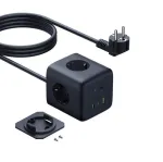 Baseus EnerFill FA11 67W maitinimo juosta kubas, 3x EU lizdai, 1x USB-C, 1x USB-A, 1,5 m, juoda