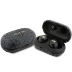 &ldquo;Guess 4G Metal Logo&rdquo; Bluetooth TWS ENC Ausinės su Įkrovimo Dėklu (Juodos)