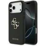 Guess Grained Big 4G & Classic Logo Back Cover, skirtas iPhone 17 Pro Max, juoda