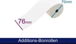 ARTDEV dviejų sluoksnių bekarbonis popieriaus ritinys 76mm x 25m, baltas/geltonas, adatiniams spausdintuvams