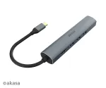 Akasa AK-CBCA22-18BK USB-C Multiport Adapter &ndash; USB 3.2 Gen 1 Type-C į HDMI, RJ-45, USB-A &ndash; Aliuminis &ndash; Juoda &ndash; 18 cm