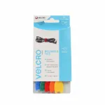 VELCRO VEL-EC60250 Daugkartiniai kabelių rai&scaron;čiai su lipnia juosta &ndash; įvairių spalvų (mėlyna, žalia, oranžinė, raudona, geltona) &ndash; 20 cm x 12 mm &ndash; 5 vnt. pakuotė