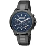 JUST CAVALLI MAN JC1G178M0075 44 mm kvarcinis analoginis laikrodis su nerūdijančio plieno Milanese mesh apyranke ir mėlynu ciferblatu