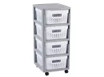 CURVER Infinity 4 skyrių mobilus konteineris 11L 30x36x69cm pilkas/baltas