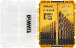 DEWALT DT70755-QZ HSS-G metalo grąžtų rinkinys, 10 dalių, 1/4 colio &scaron;e&scaron;iabriaunis kotas, 135&deg; skeltas smaigalys, DIN 338, TSTAK Tough Case