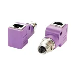 EXSYS EX-49523 M12 D-Code 4-Pin Female to RJ45 Female 90&deg; Industrial Ethernet Adapter